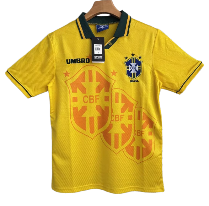 1993-1994 Brazil Home yellow Retro Soccer Jersey