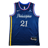 2026 76ERS EMBIIO #21 Deep Blue City Edition Top Quality Hot Pressing Retro NBA Jersey