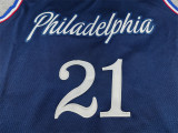 2026 76ERS EMBIIO #21 Deep Blue City Edition Top Quality Hot Pressing Retro NBA Jersey