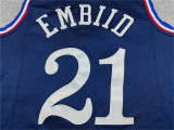 2026 76ERS EMBIIO #21 Deep Blue City Edition Top Quality Hot Pressing Retro NBA Jersey