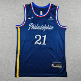 2026 76ERS EMBIIO #21 Deep Blue City Edition Top Quality Hot Pressing Retro NBA Jersey