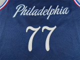 2026 76ERS EDGECOMBE #77 Deep Blue City Edition Top Quality Hot Pressing Retro NBA Jersey