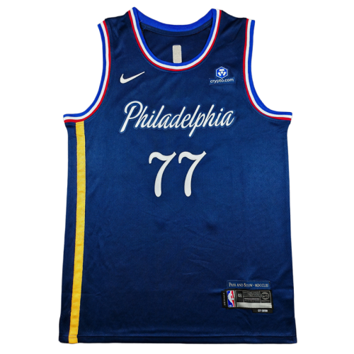 2026 76ERS EDGECOMBE #77 Deep Blue City Edition Top Quality Hot Pressing Retro NBA Jersey
