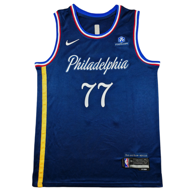 2026 76ERS EDGECOMBE #77 Deep Blue City Edition Top Quality Hot Pressing Retro NBA Jersey