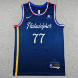 2026 76ERS EDGECOMBE #77 Deep Blue City Edition Top Quality Hot Pressing Retro NBA Jersey