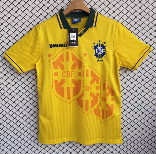 1993-1994 Brazil Home yellow Retro Soccer Jersey