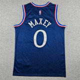 2026 76ERS MAXEY #0 Deep Blue City Edition Top Quality Hot Pressing Retro NBA Jersey
