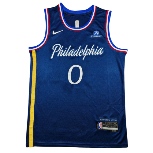 2026 76ERS MAXEY #0 Deep Blue City Edition Top Quality Hot Pressing Retro NBA Jersey