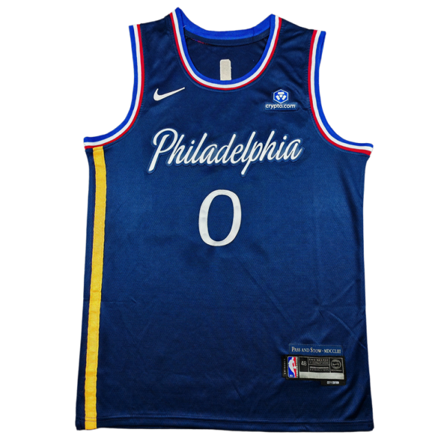 2026 76ERS MAXEY #0 Deep Blue City Edition Top Quality Hot Pressing Retro NBA Jersey
