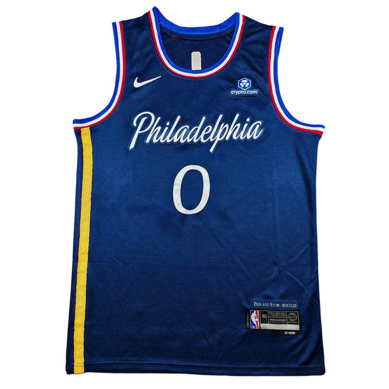 2026 76ERS MAXEY #0 Deep Blue City Edition Top Quality Hot Pressing Retro NBA Jersey