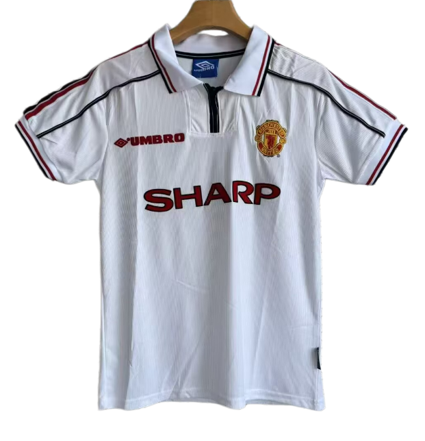 1996-1998 Mens Manchester United Away white Retro Soccer Jersey