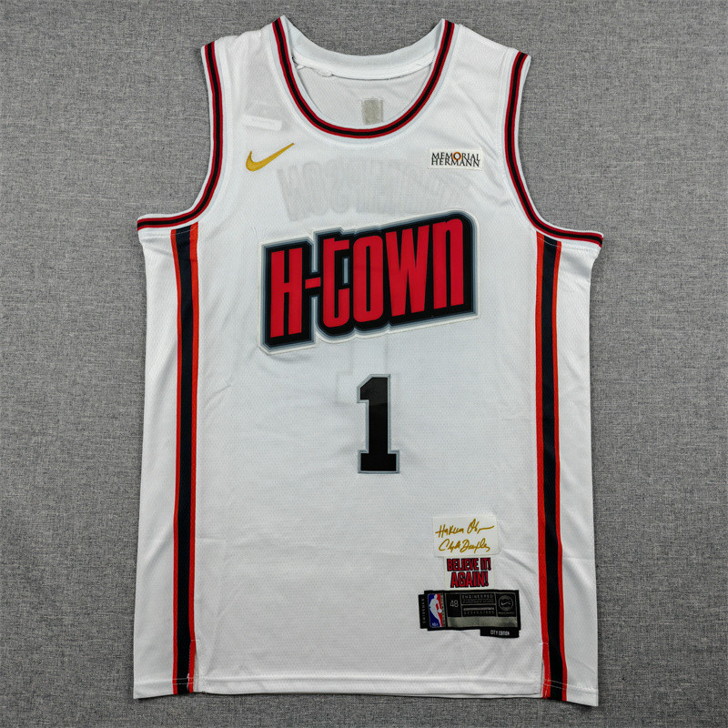 2025-26 ROCKETS THOMPSON #1 White City Edition Top Quality Hot Pressing NBA Jersey