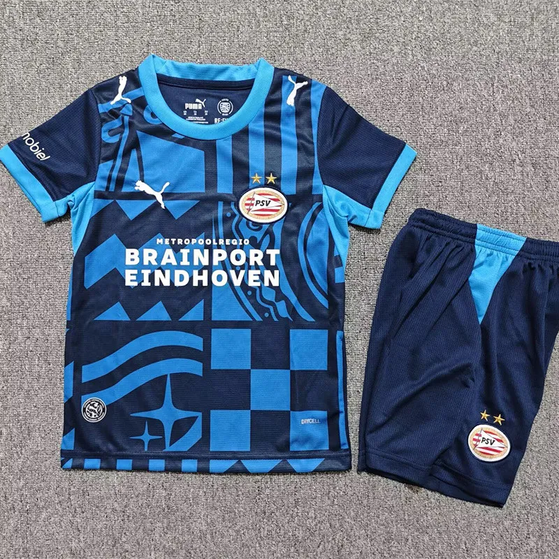 2026-27 Kids PSV Eindhoven third away blue soccer jersey