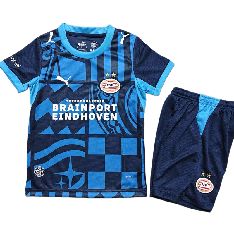 2026-27 Kids PSV Eindhoven third away blue soccer jersey