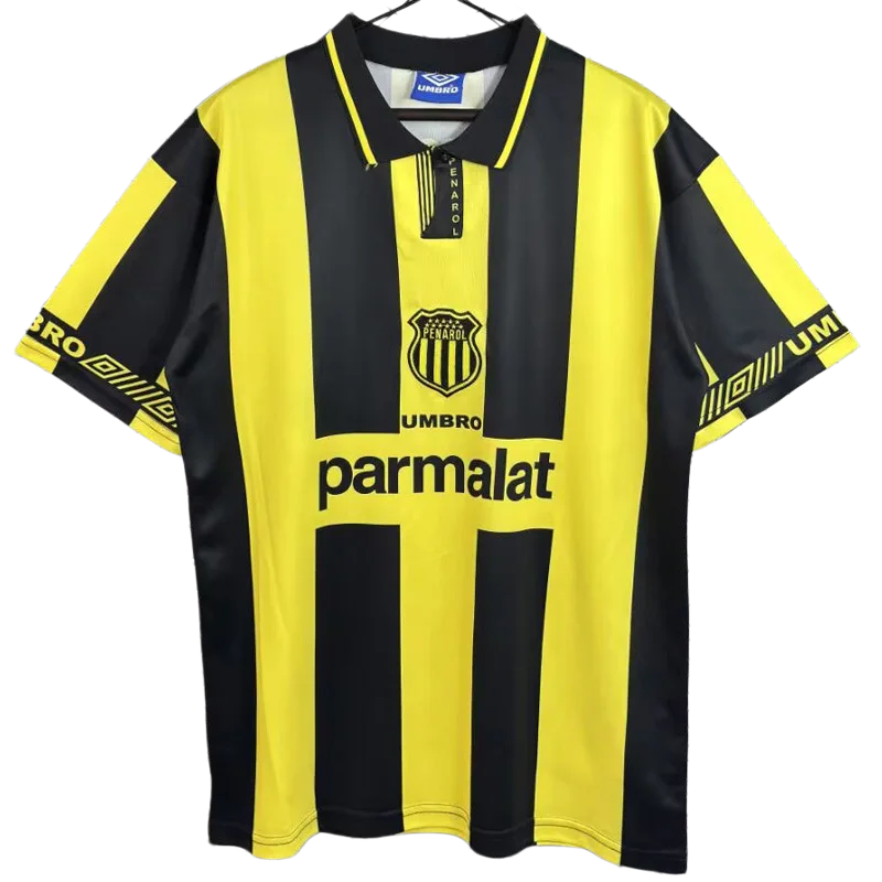 1996-1997 Mens Atletico Penarol home Retro yellow black soccer jersey