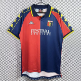 1999-2000 Mens Genoa home red blue Retro Soccer Jersey