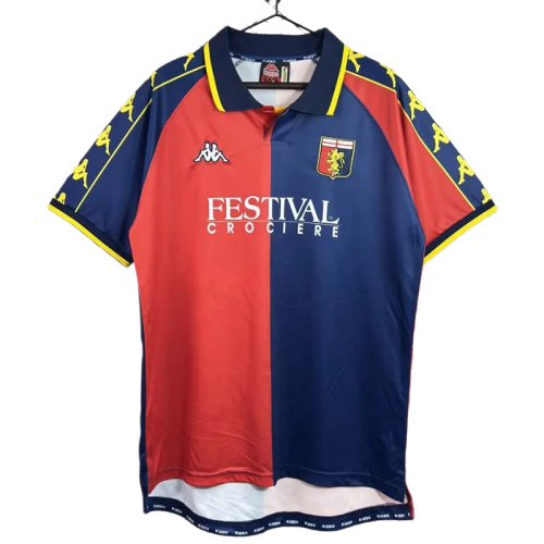 1999-2000 Mens Genoa home red blue Retro Soccer Jersey