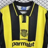 1996-1997 Mens Atletico Penarol home Retro yellow black soccer jersey
