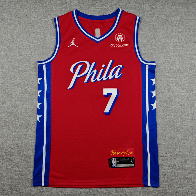 2026-27 76ERS BROWN #7 red Top Quality Hot Pressing NBA Jersey (V领)