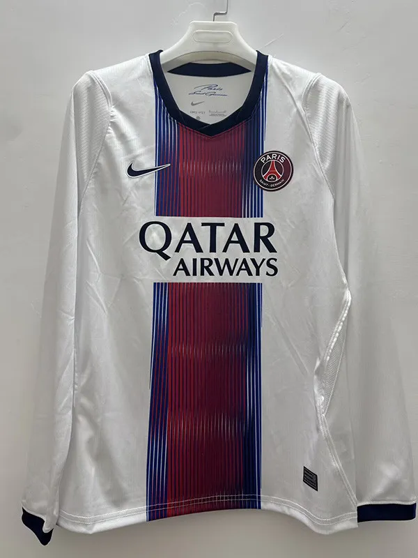 2026-27 Mens PSG away Long Sleeve white Soccer Jersey