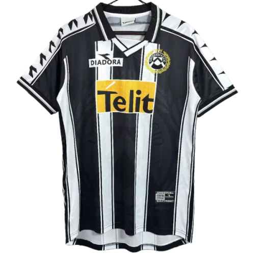 1999-2000 Mens Udinese home black white Retro Soccer Jersey