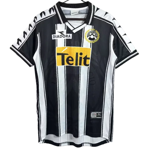 1999-2000 Mens Udinese home black white Retro Soccer Jersey