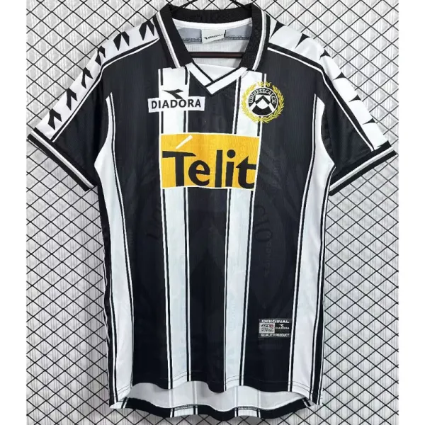 1999-2000 Mens Udinese home black white Retro Soccer Jersey
