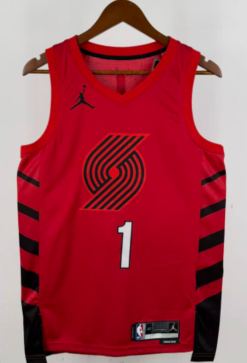 2023 TRAIL BLAZERS MORANT #1 Red Top Quality Hot Pressing NBA Jersey (飞人版)