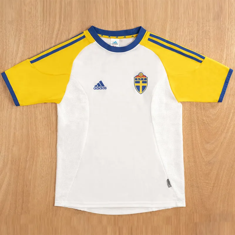 2002 Mens Sweden away white Retro Soccer Jersey