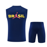 2026-27 Mens Brazil Royal Blue Vest Short Training Suit