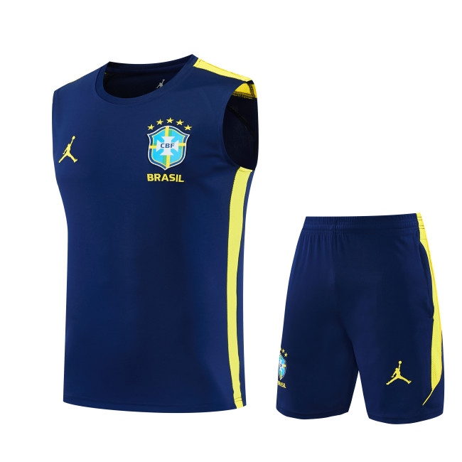 2026-27 Mens Brazil Royal Blue Vest Short Training Suit