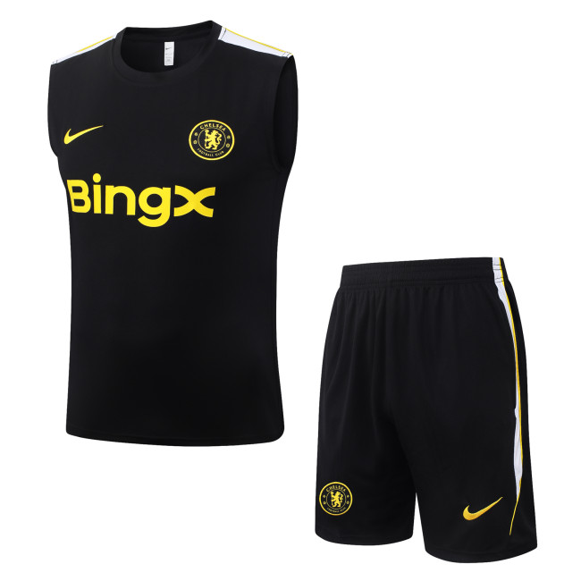 2026-27 Mens Chelsea black vest Short Training Suit  #D26070