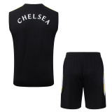 2026-27 Mens Chelsea black vest Short Training Suit  #D26070