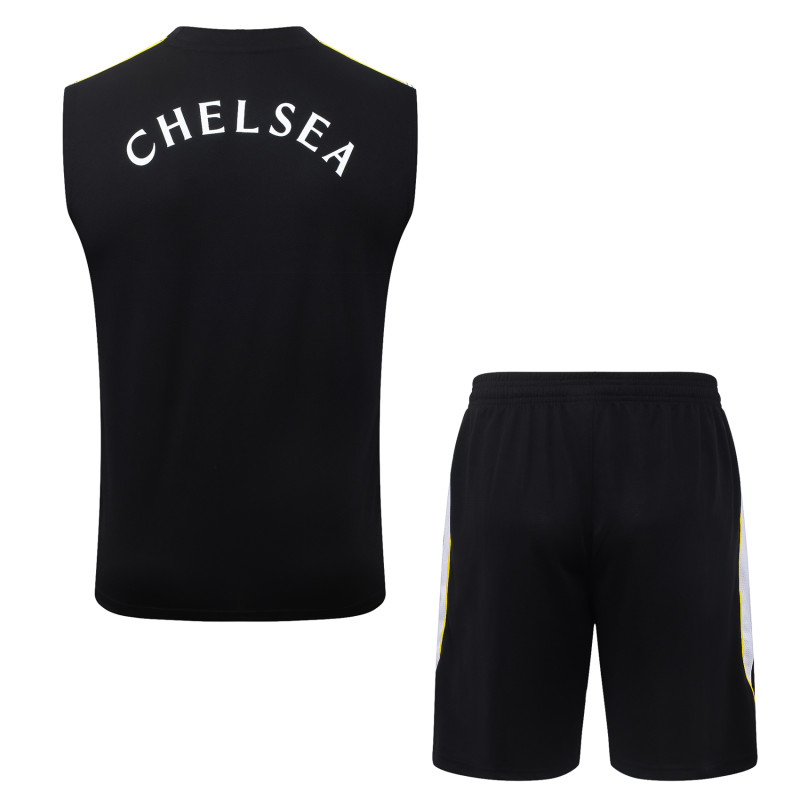 2026-27 Mens Chelsea black vest Short Training Suit  #D26070
