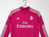 2014-15 Mens Real Madrid away pink Long Sleeve Retro soccer Jersey