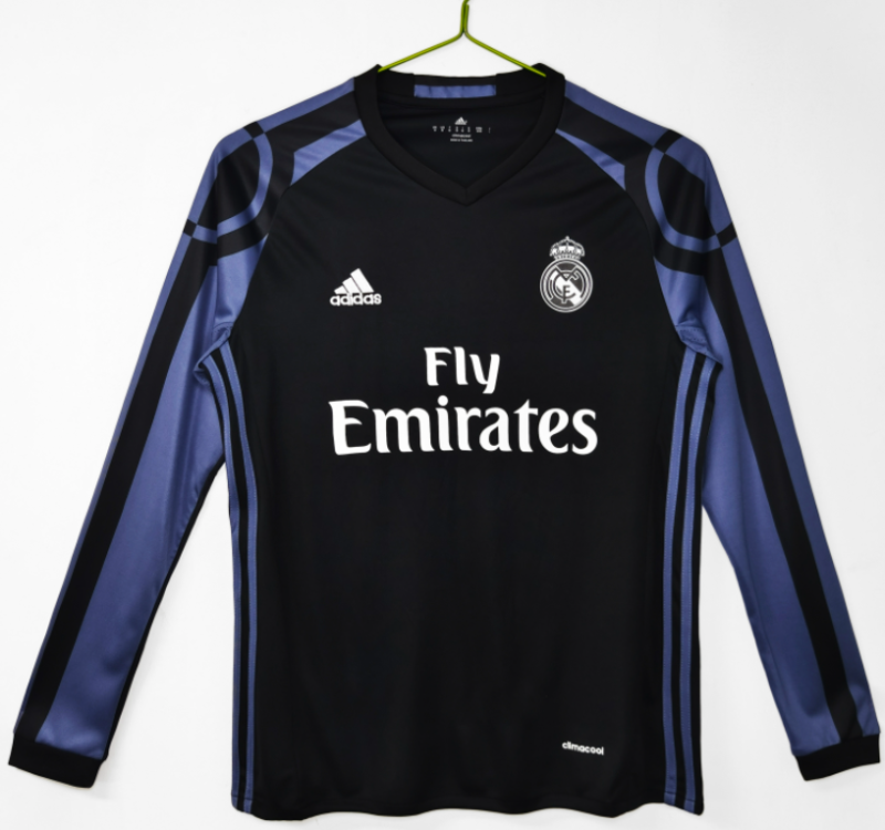 2016-17 Real Madrid third away black Long Sleeve Retro Soccer Jersey