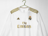 2019-20 Real Madrid Home White Long Sleeve Retro Soccer Jersey