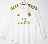 2019-20 Real Madrid Home White Long Sleeve Retro Soccer Jersey