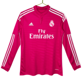 2014-15 Mens Real Madrid away pink Long Sleeve Retro soccer Jersey