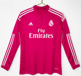 2014-15 Mens Real Madrid away pink Long Sleeve Retro soccer Jersey
