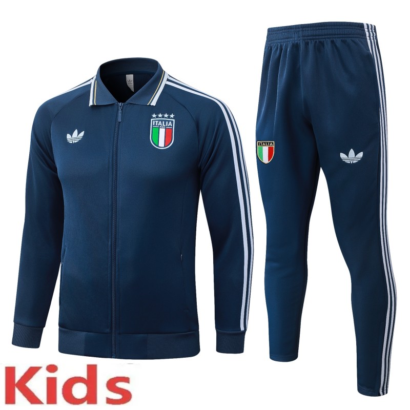 2026-27 Kids  Italy  Long-pull  Deep Blue Training suit