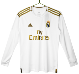 2019-20 Real Madrid Home White Long Sleeve Retro Soccer Jersey