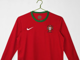 2012 Mens Portugal Home Red  Long Sleeve Retro Soccer Jersey