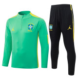 2026-27 Brazil Green Half Pull Training suit B26083#
