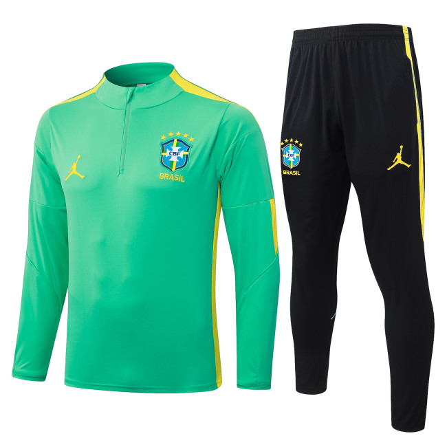 2026-27 Brazil Green Half Pull Training suit B26083#