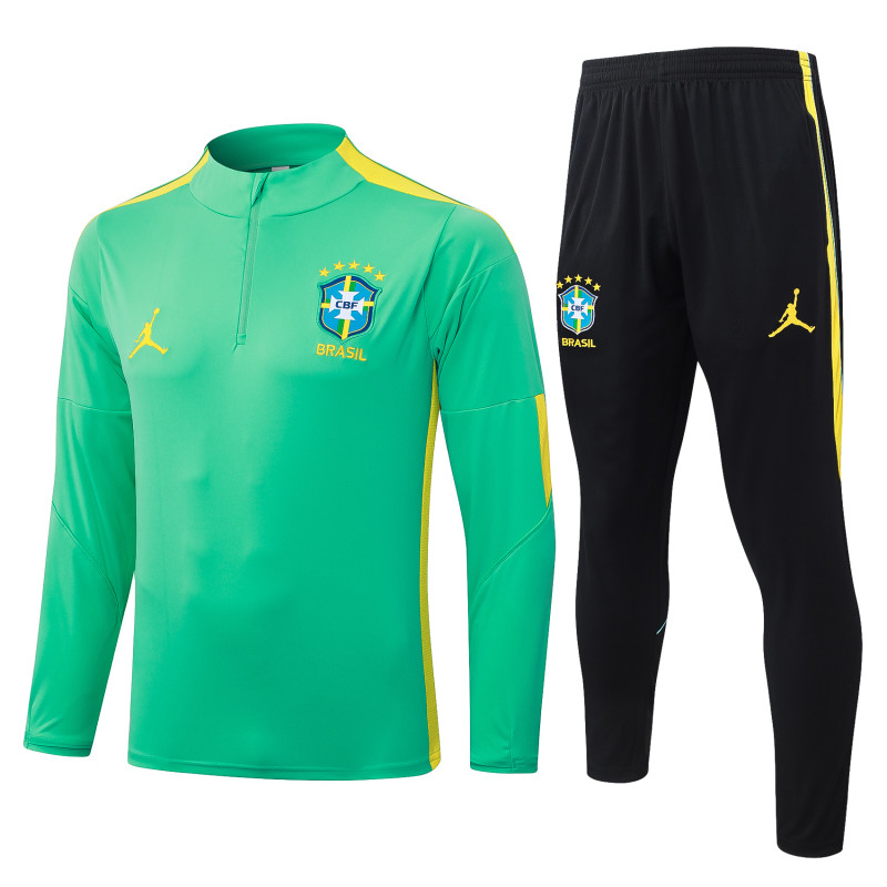 2026-27 Brazil Green Half Pull Training suit B26083#