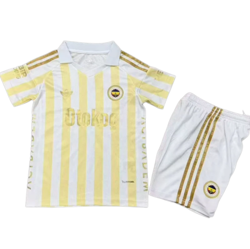 2026-27 Kids Fenerbahce Away White Yellow Soccer Jersey