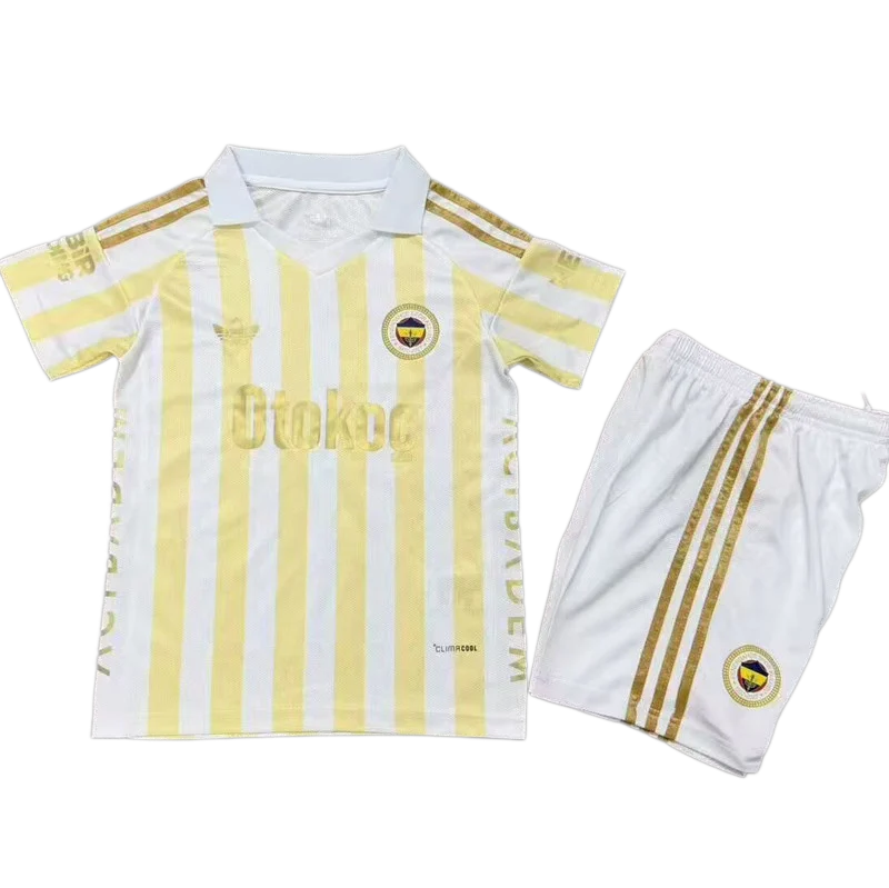 2026-27 Kids Fenerbahce Away White Yellow Soccer Jersey