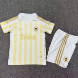 2026-27 Kids Fenerbahce Away White Yellow Soccer Jersey