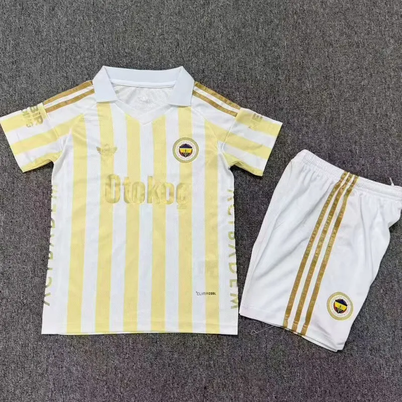 2026-27 Kids Fenerbahce Away White Yellow Soccer Jersey